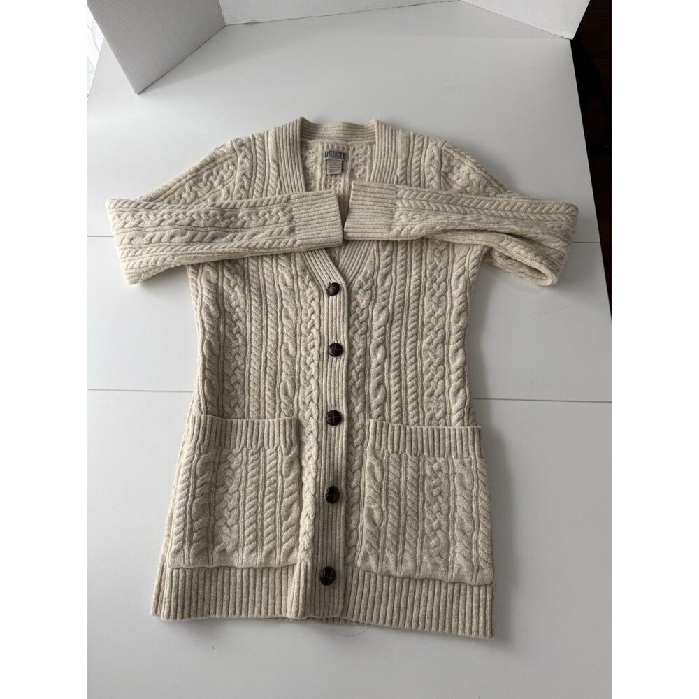 Duluth Trading Wool Cashmere Blend Fisherman Cable Knit Cardigan Sweater S - Picture 6 of 14